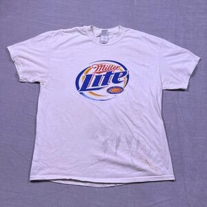 VTG‎ Miller Lite Promo T Shirt Mens XL White Short Sleeve Graphic Tee Beer